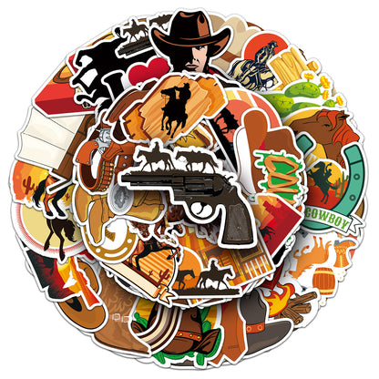 50PCS Western Cowboy Sticker Pack | Retro Graffiti Style | DIY Skateboard/Phone Case/Luggage Decor | Must-Have for Trendsetters
