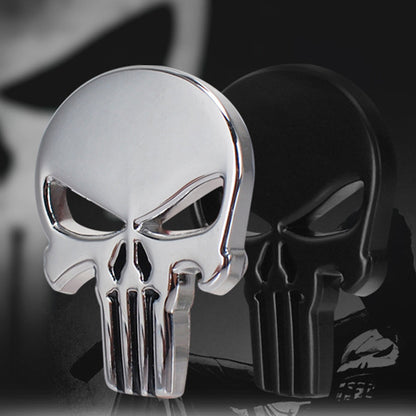 Punisher Skull Metal Car Sticker – Waterproof Scratch Cover Decal for Vehicle Customization | Cool Street Style Auto Accessory
