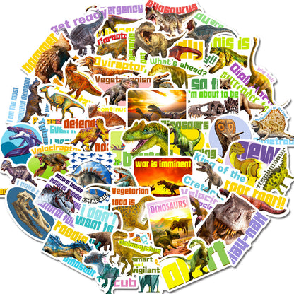 50PCS Dinosaur Stickers for Kids – Waterproof Cartoon Decals for DIY & Luggage