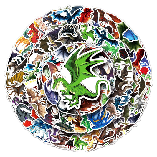 100PCS Dragon Graffiti Cartoon Animal Stickers – Waterproof & Durable, Perfect for DIY Decoration on Skateboards, Water Bottles, Luggage – Express Your Unique Style