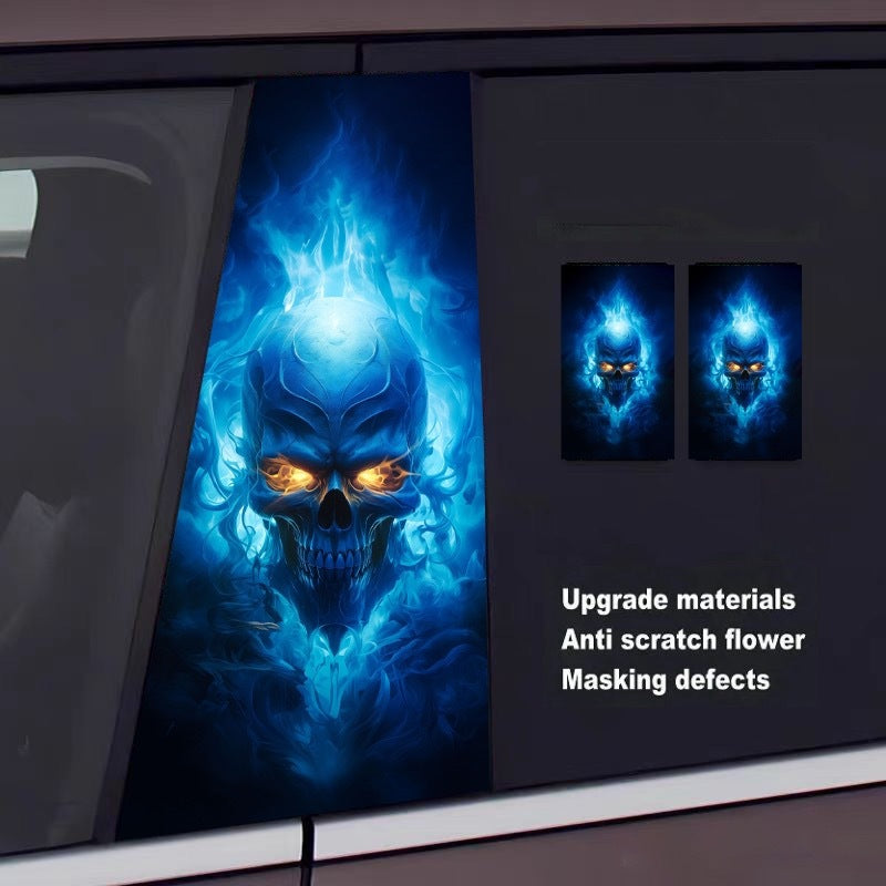 Skull Car B Pillar Sticker – Universal Anti-Scratch Protective Film, Unique Creative Decoration, Cool Upgrade for Your Ride