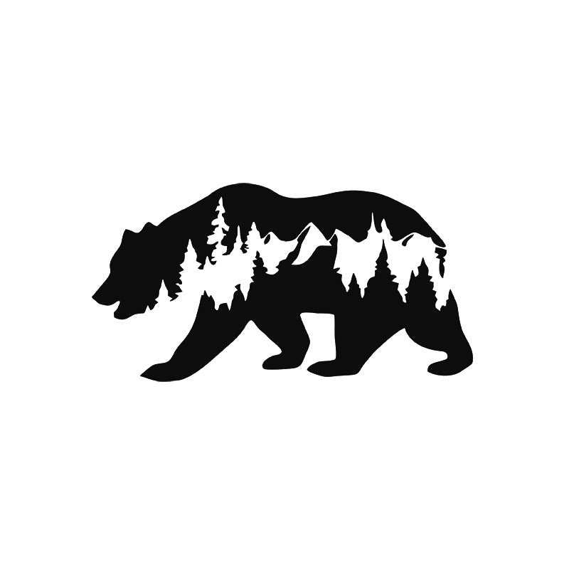 Car Sticker Snow Mountain Bear Window Decal Waterproof & Durable Unique Outdoor Decor Warm Nature Style