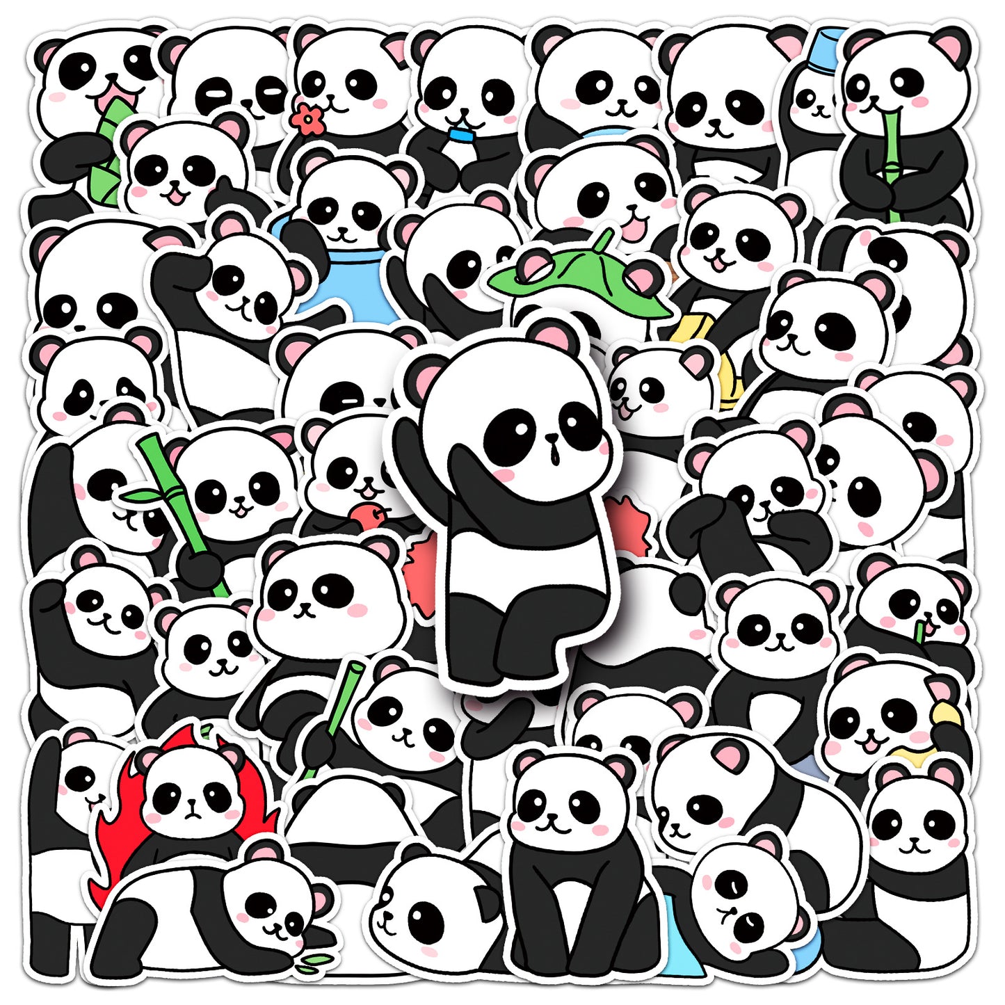 50pcs Panda Cartoon Stickers | Waterproof & Durable | Original Design | Add Fun to Your Life