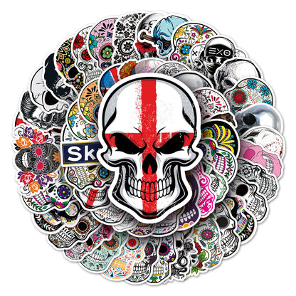 Halloween Skull Stickers – Holographic Graffiti Horror Faces | 50PCS for Laptops, Suitcases & More