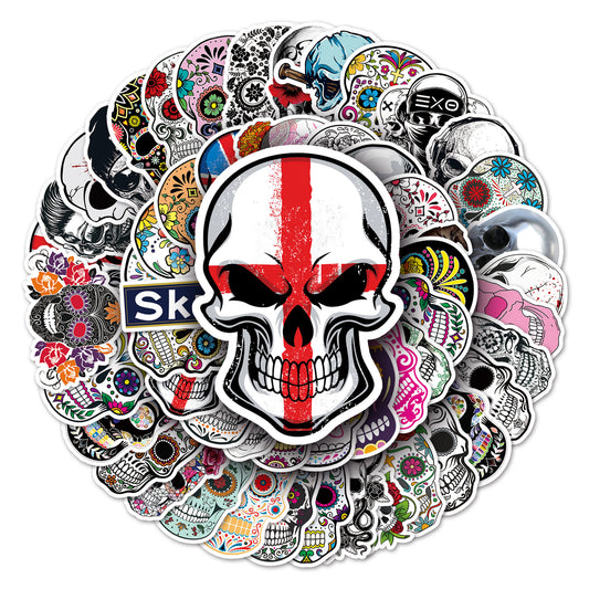 Halloween Skull Stickers – Holographic Graffiti Horror Faces | 50PCS for Laptops, Suitcases & More