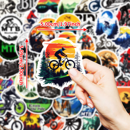 50PCS Outdoor Cycling Stickers Pack – Waterproof Durable Bike Decals for Helmets, Bottles & Gear