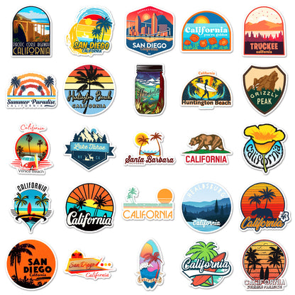 California Travel Stickers – 50PCS Graffiti Luggage Decals | Waterproof & Durable | Express Your Wanderlust