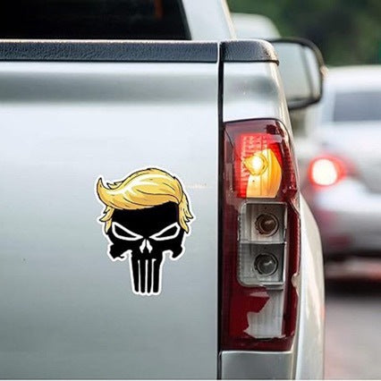 Car Decal – Skull with USA Flag | Weather‑Resistant, Unique Style, Bold Statement