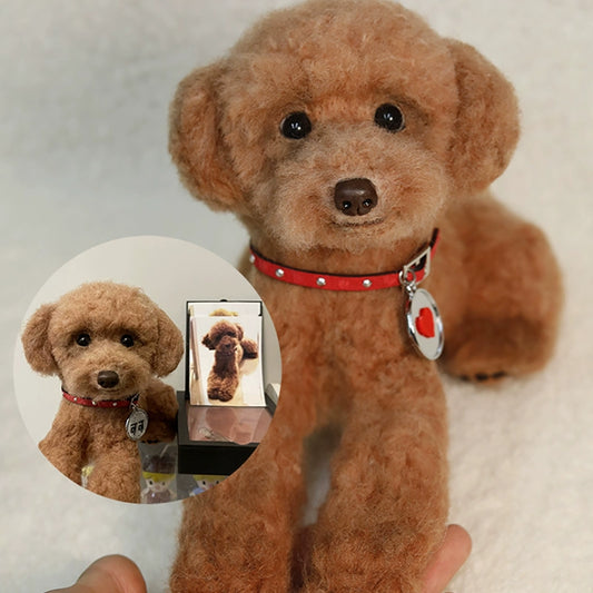 Custom Wool Felt Pet Memorial Sculpture – Realistic Pup Portrait + Hand‑crafted 3D Detail – Heartwarming Gift