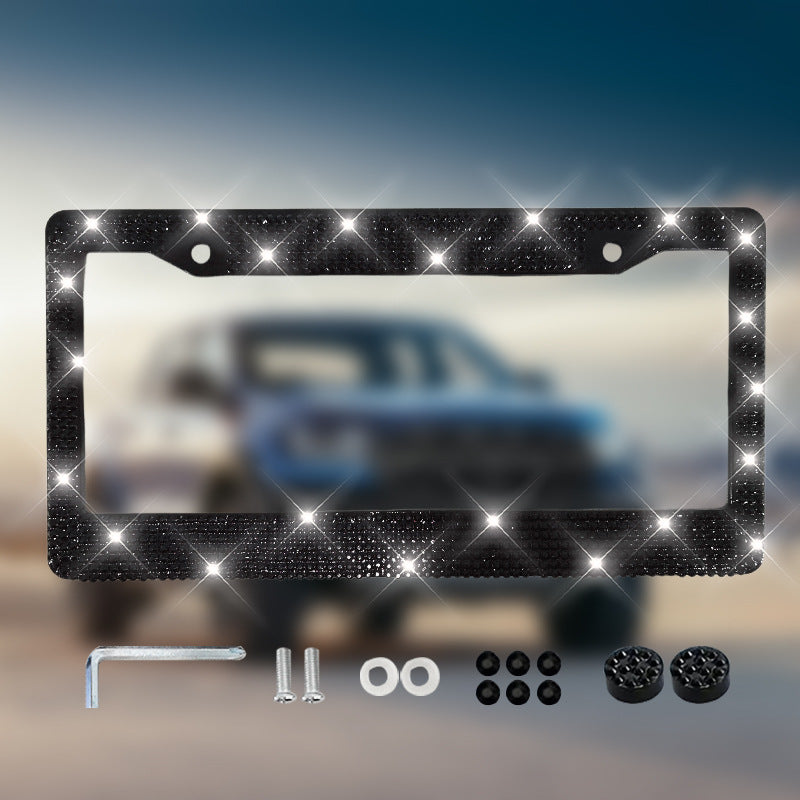 Rhinestone License Plate Frame Bling Car Tag Frame Sparkly Crystal Acrylic Plate Cover Universal Fit for Women Girls Auto Accessories