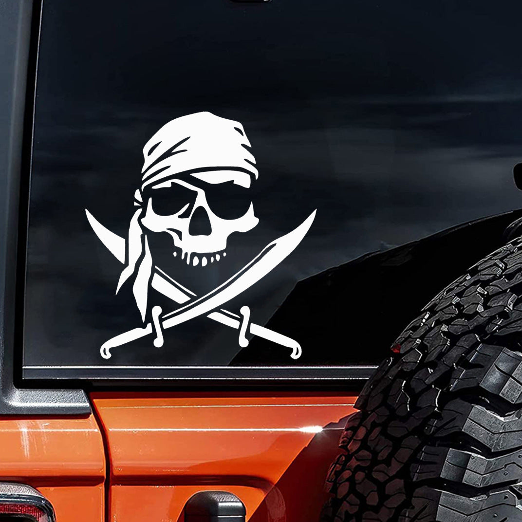 Car Sticker Skull Pirate Window & Body Decal – Waterproof Cool Decoration for Cars, E-Bikes & Laptops