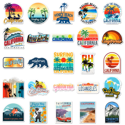 California Travel Stickers – 50PCS Graffiti Luggage Decals | Waterproof & Durable | Express Your Wanderlust