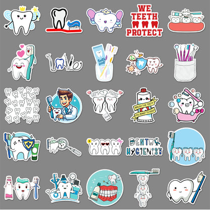 50 Pcs Graffiti Teeth Stickers, Cute Cartoon Decorative Labels, Water Bottle, Luggage, Notebook Decor, Unique Creative Design to Boost Personal Style