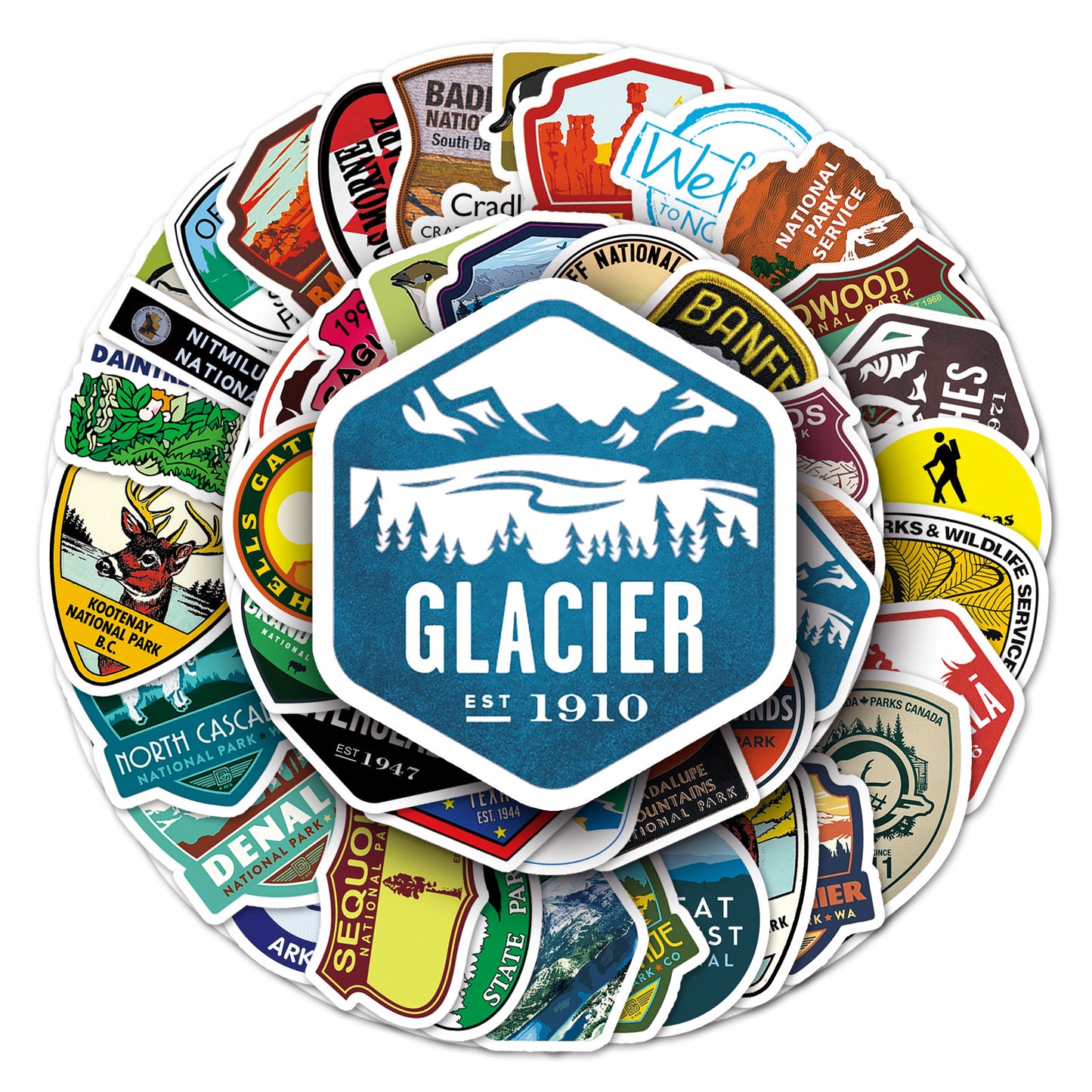 National Park Sticker Pack | Waterproof Removable Graffiti Decals | 50 Unique Travel Stickers to Brighten Your Luggage & Walls