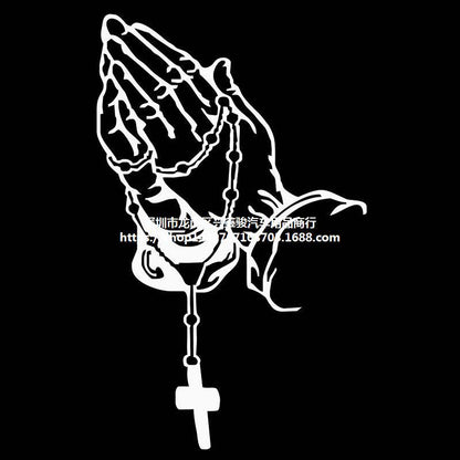 Laser Car Sticker Prayer Rosary Waterproof Reflective Motorcycle Window Decal Spiritual Protection