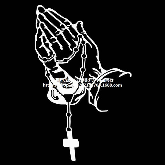 Laser Car Sticker Prayer Rosary Waterproof Reflective Motorcycle Window Decal Spiritual Protection