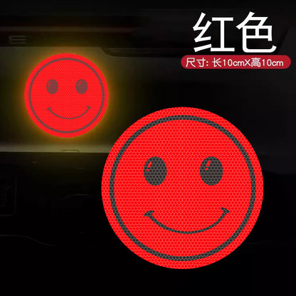 Reflective Car Decal Sticker – Cute Smiley Design | Glow-in-the-Dark Safety Alert for Vehicle Window & Body | Fun & Unique Auto Decor