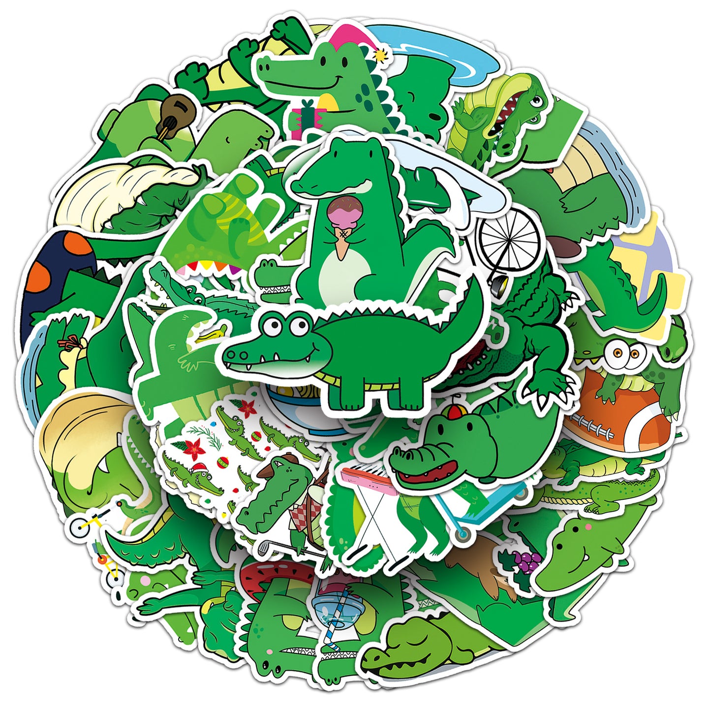 50PCS Crocodile Cartoon Stickers – Waterproof DIY Decals for Kids' Luggage, Phone Cases & More