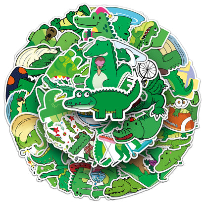 50PCS Crocodile Cartoon Stickers – Waterproof DIY Decals for Kids' Luggage, Phone Cases & More
