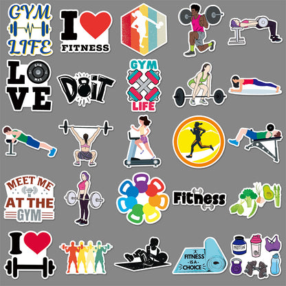 50PCS Fitness Cartoon Stickers | Waterproof & Durable | Personalized DIY | Motivational Weight Loss Life