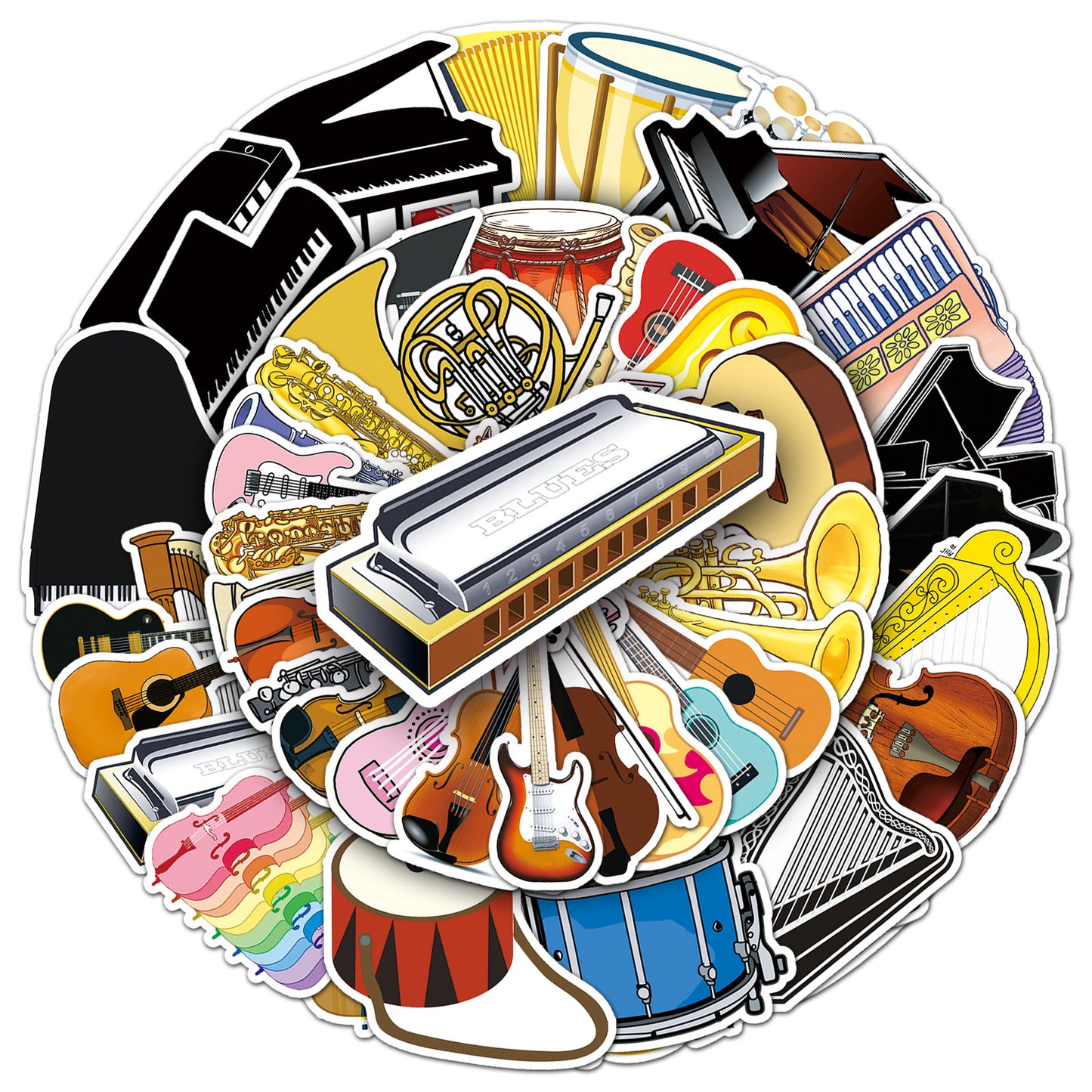 50 Pcs Graffiti Stickers for Instruments | DIY Skateboard, Phone Case, Luggage Stickers | Waterproof Cartoon Design | Creative Journal Decor Must-Have