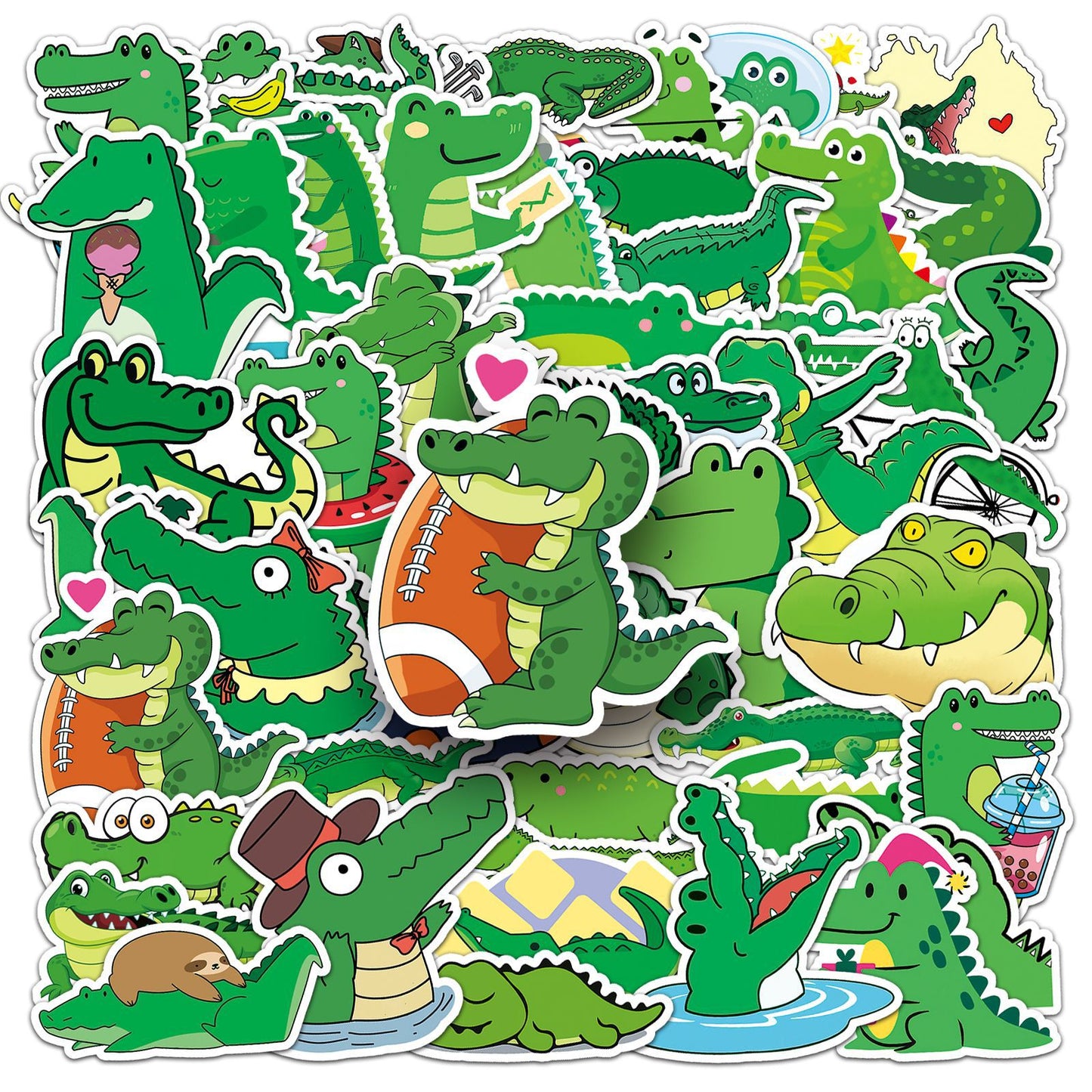 50PCS Crocodile Cartoon Stickers – Waterproof DIY Decals for Kids' Luggage, Phone Cases & More