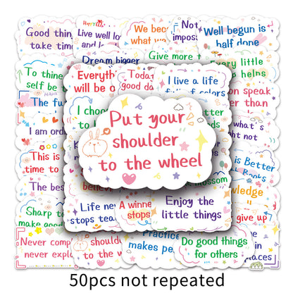 DIY Stickers - 50PCS Motivational Quote Decals for Water Bottles & Luggage, Waterproof & Unique Doodle Art, Inspirational Gift (Trending on TikTok)