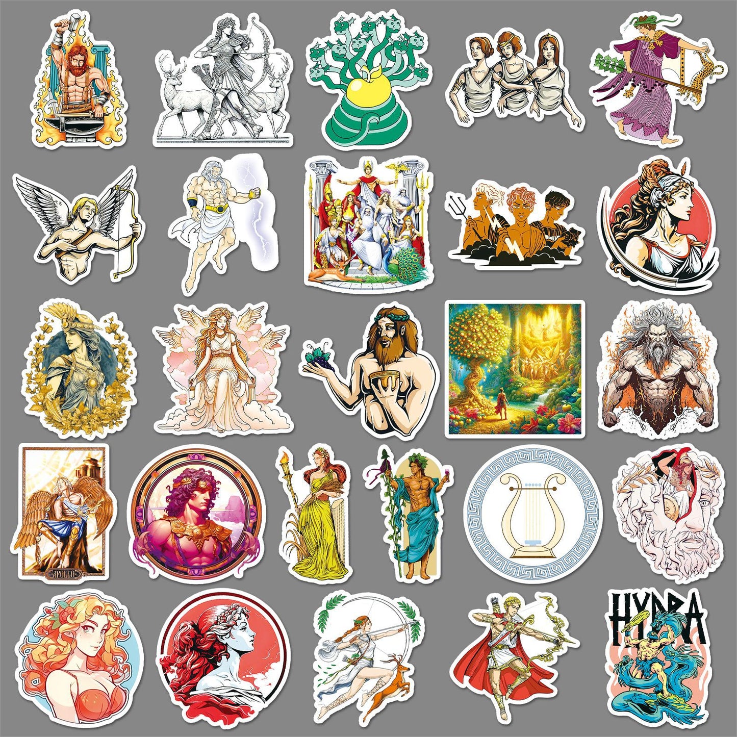 Greek Mythology Sticker Pack – Vintage Graffiti Style, Personalized Decoration, Evoke Mythical Emotions