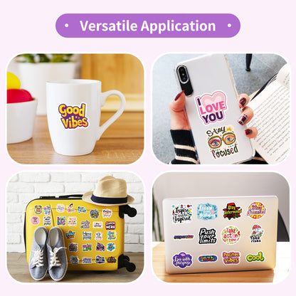 Inspirational Quote Stickers Pack – Waterproof Vinyl Decals for Laptops, Water Bottles & More | 50 Unique Positive Designs for DIY & Motivation