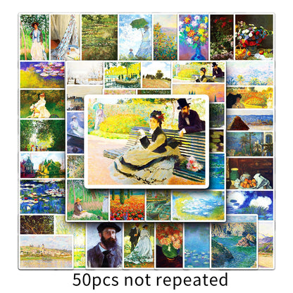 50PCS Monet-Inspired Art Stickers – DIY Aesthetic Decor for Phone Cases & Luggage, Trendy Graffiti to Express Your Creativity!