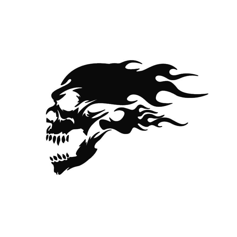 Halloween Skull Flame Car Sticker – Waterproof Bumper & Motorcycle Decal for Cool Custom Styling