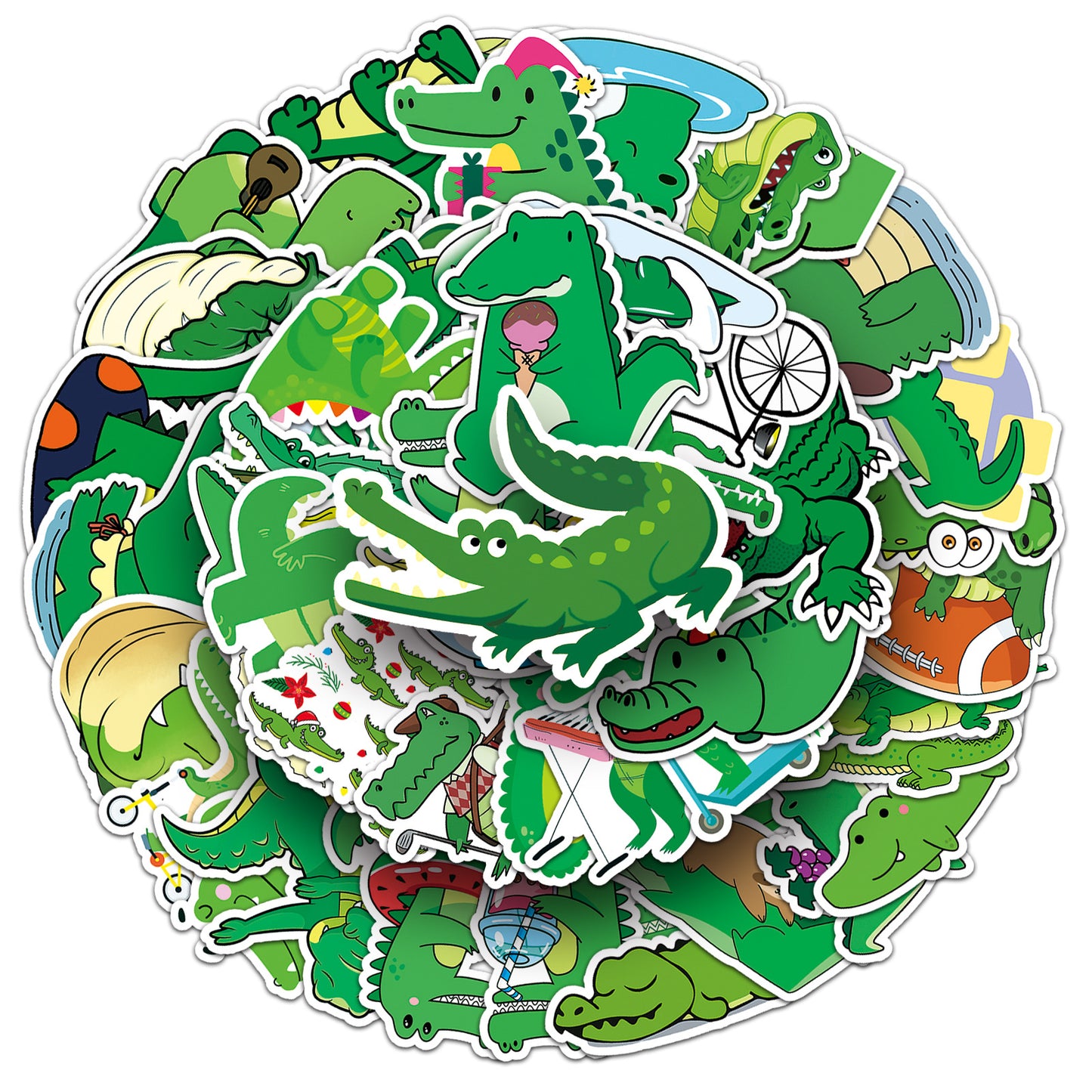 50PCS Crocodile Cartoon Stickers – Waterproof DIY Decals for Kids' Luggage, Phone Cases & More