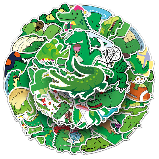 50PCS Crocodile Cartoon Stickers – Waterproof DIY Decals for Kids' Luggage, Phone Cases & More