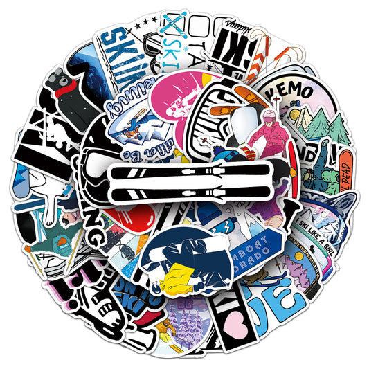 Ski Cartoon Sticker Pack – Waterproof & Durable, Personalized DIY for Skateboards & Luggage, Unleash Your Sporty Vibes