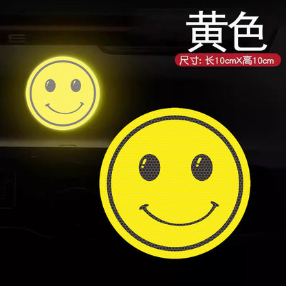 Reflective Car Decal Sticker – Cute Smiley Design | Glow-in-the-Dark Safety Alert for Vehicle Window & Body | Fun & Unique Auto Decor