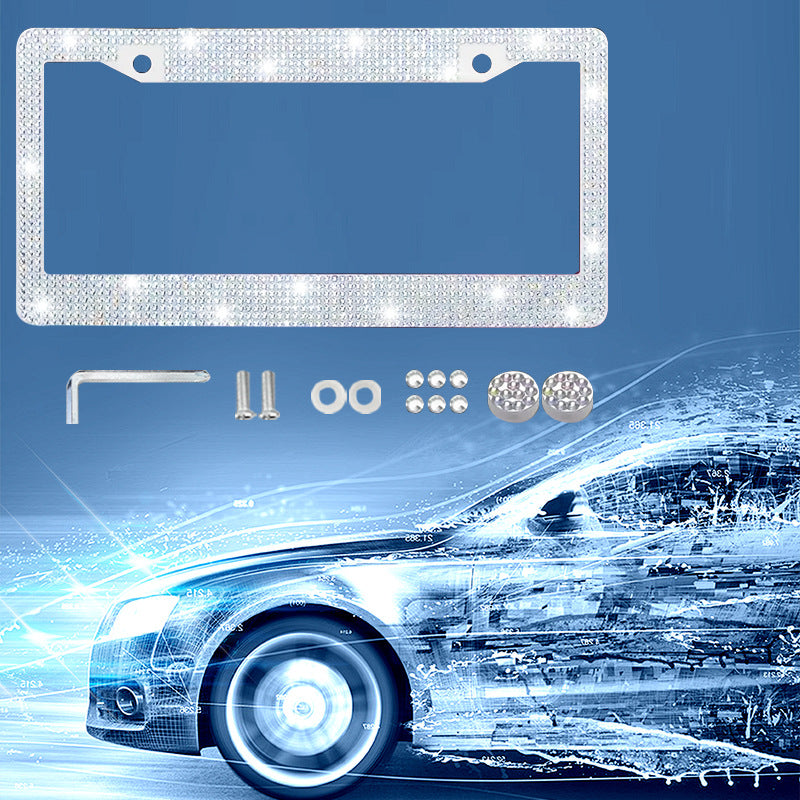 Rhinestone License Plate Frame Bling Car Tag Frame Sparkly Crystal Acrylic Plate Cover Universal Fit for Women Girls Auto Accessories
