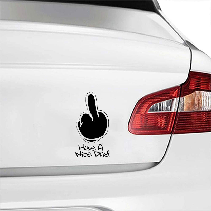 Funny Middle Finger Car Sticker – Waterproof Vinyl Decal for Window or Body, Bold Personality Statement