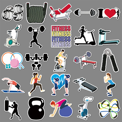 50PCS Fitness Cartoon Stickers | Waterproof & Durable | Personalized DIY | Motivational Weight Loss Life