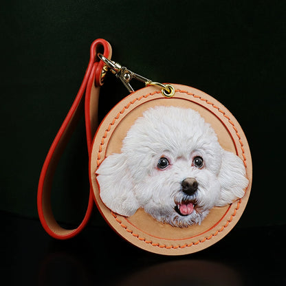 Custom Leather Pet Name Keychain | Handmade Cat Dog Memorial Tag | Maine Coon Gift Charm