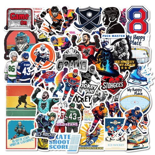 Hockey Stickers Pack – Waterproof Sports Decals for Laptops, Helmets, Fridges – 50 Cool Designs for Fans & Players