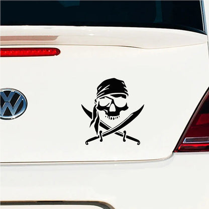 Car Sticker Skull Pirate Window & Body Decal – Waterproof Cool Decoration for Cars, E-Bikes & Laptops