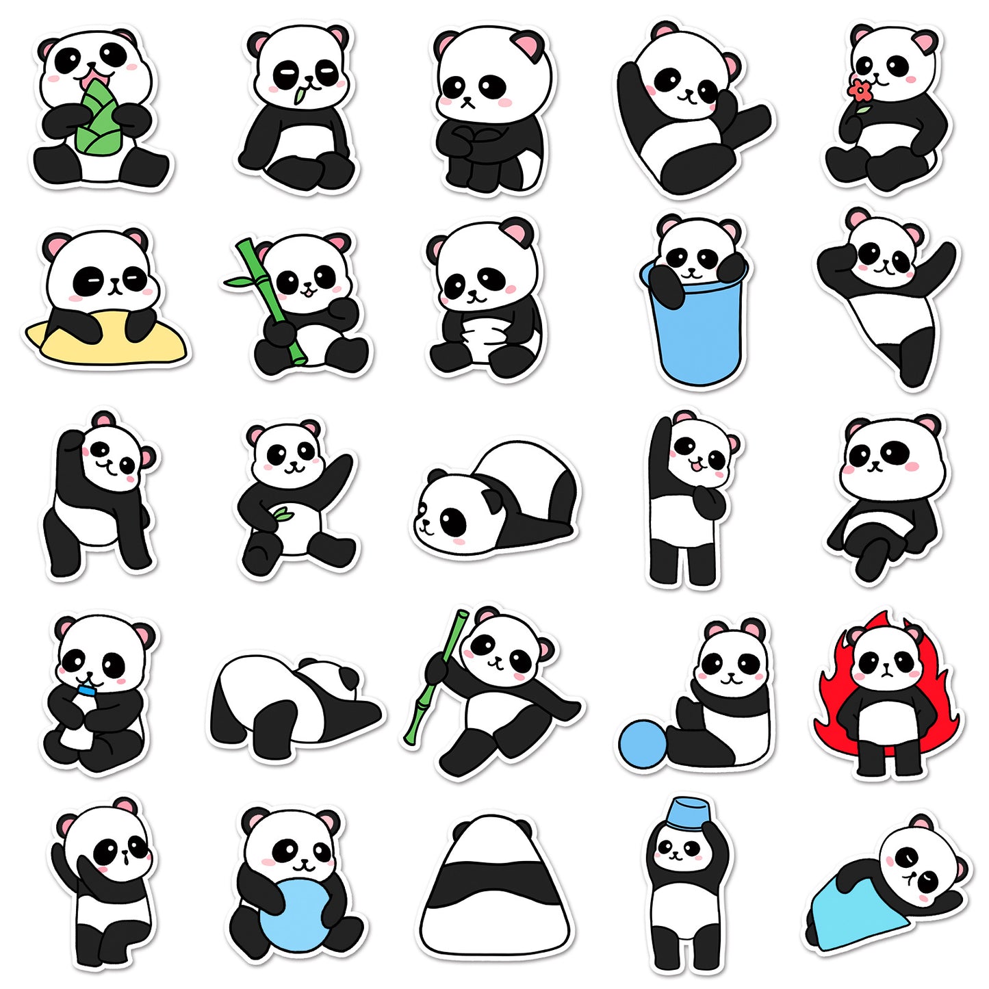 50pcs Panda Cartoon Stickers | Waterproof & Durable | Original Design | Add Fun to Your Life