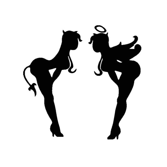 Car Sticker Angel Demon Cartoon Scratch Cover Unique Bumper Window Decor Cute Cool Vinyl Decal