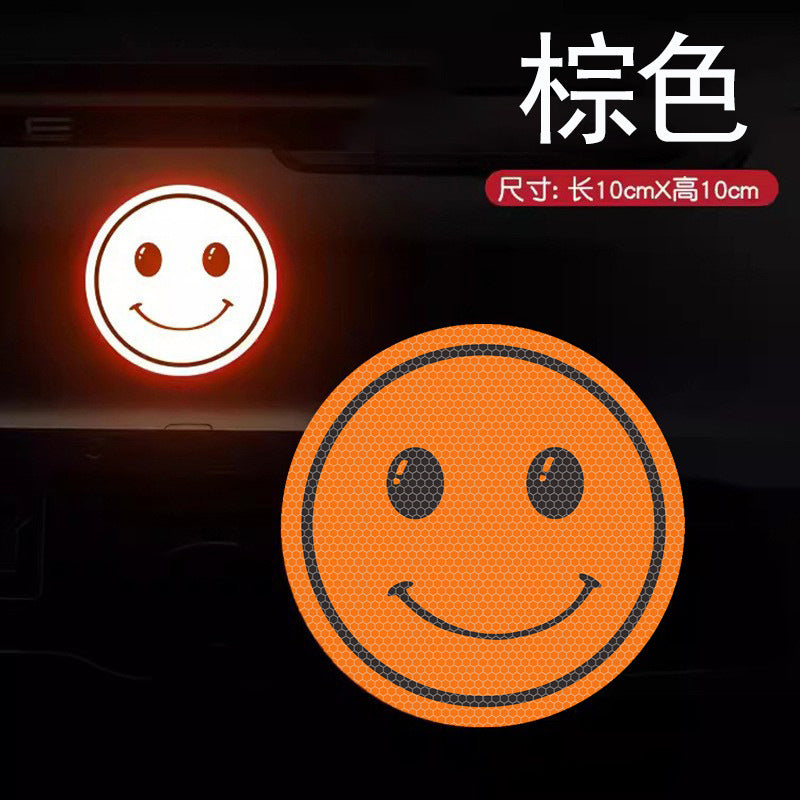 Reflective Car Decal Sticker – Cute Smiley Design | Glow-in-the-Dark Safety Alert for Vehicle Window & Body | Fun & Unique Auto Decor