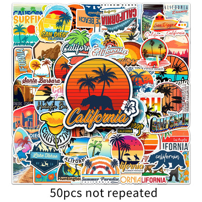 California Travel Stickers – 50PCS Graffiti Luggage Decals | Waterproof & Durable | Express Your Wanderlust