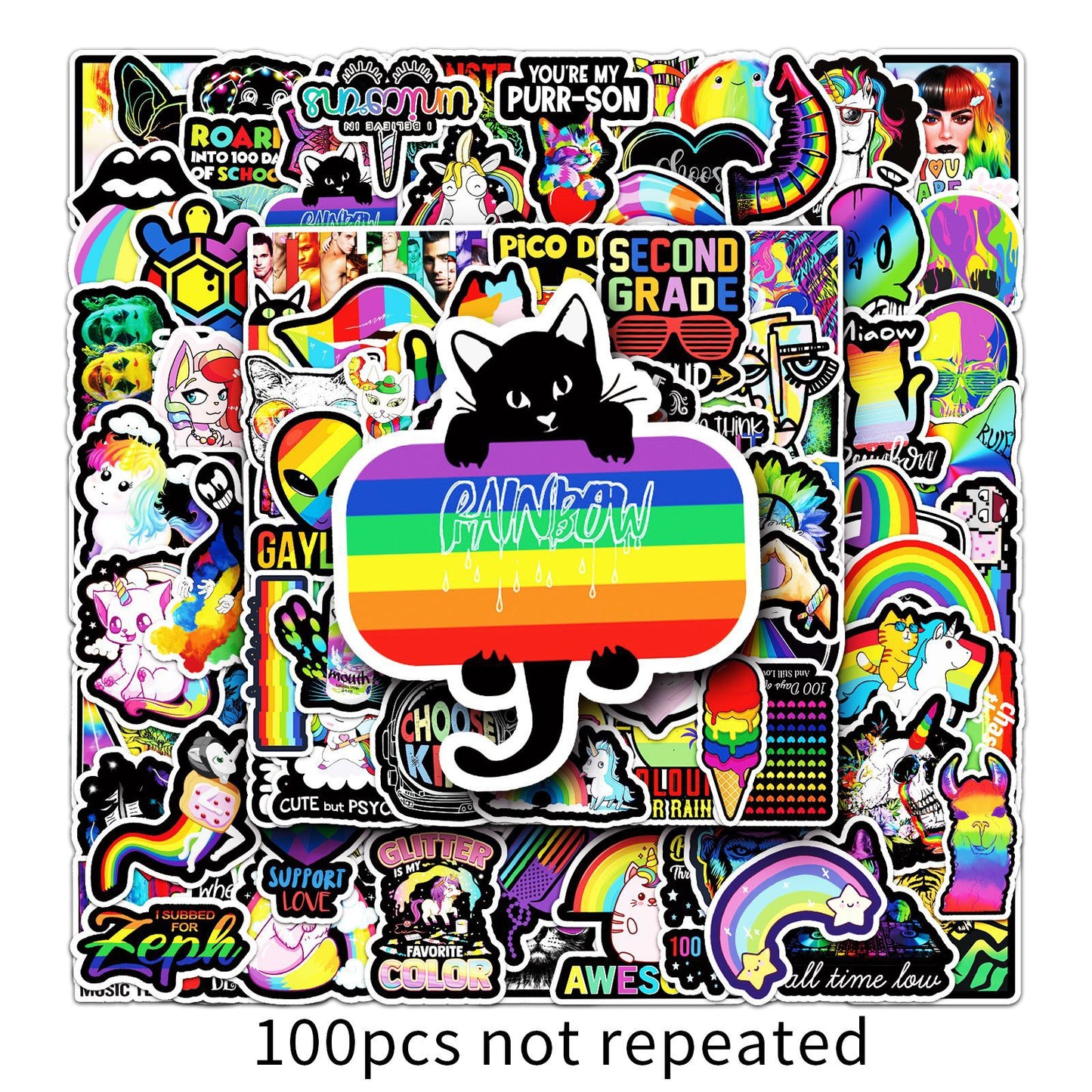 100PCS Colorful Graffiti Stickers Pack – Waterproof & Durable, Perfect for Luggage, Laptop, Phone, Car – Trendy Aesthetic Must-Have