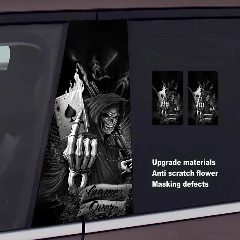 Skull Car B Pillar Sticker – Universal Anti-Scratch Protective Film, Unique Creative Decoration, Cool Upgrade for Your Ride