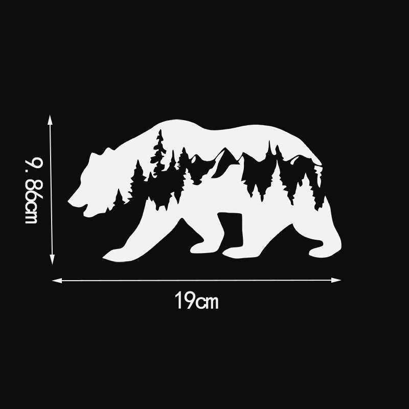 Car Sticker Snow Mountain Bear Window Decal Waterproof & Durable Unique Outdoor Decor Warm Nature Style