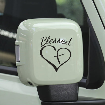 Faith Car Decal – Blessed Heart Lettering Vinyl Sticker for Rear Window – Christian Inspirational Auto Decor