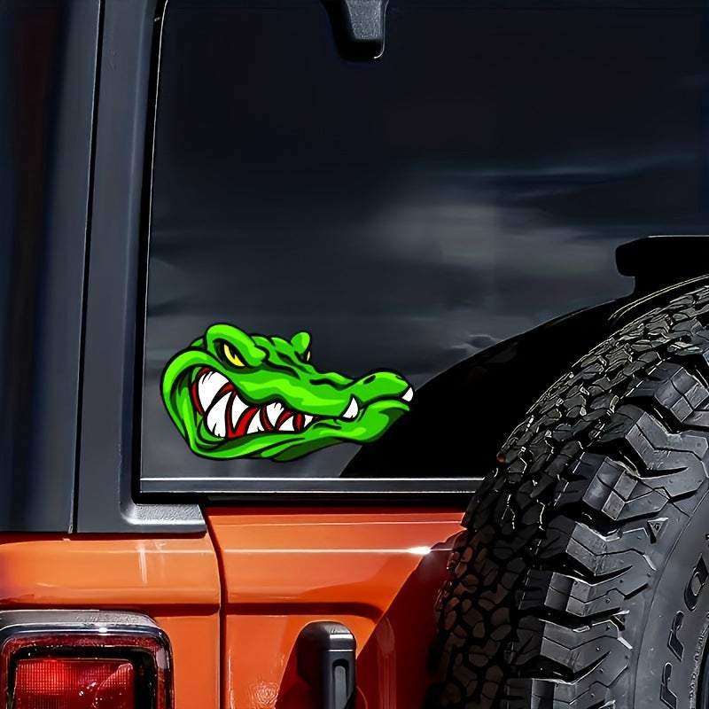 Cartoon Crocodile Car Sticker | Scratch Cover | Creative & Personalized Decoration | Fun & Unique